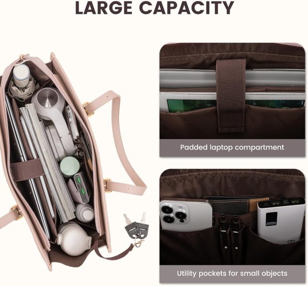 LOVEVOOK Laptop Bag for Women 15.6 inch Canvas Laptop Tote Bag, Large Capacity Work Bag with Clutch Purse, Computer Bag Office Business Briefcase, Casual Handbag for Travel College Teacher School - Image 44