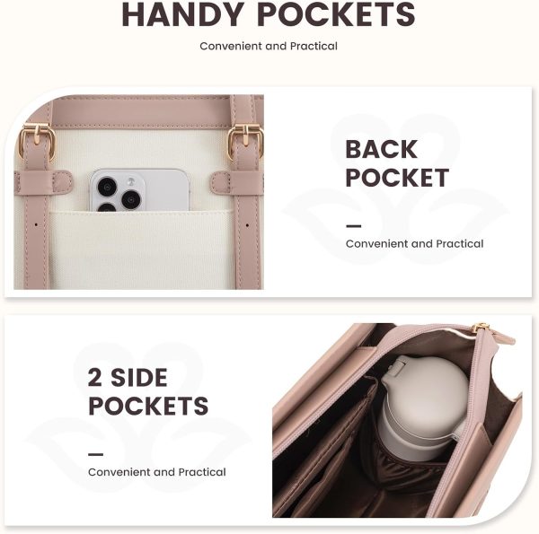 LOVEVOOK Laptop Bag for Women 15.6 inch Canvas Laptop Tote Bag, Large Capacity Work Bag with Clutch Purse, Computer Bag Office Business Briefcase, Casual Handbag for Travel College Teacher School - Image 45