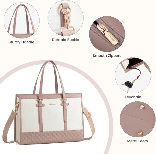 LOVEVOOK Laptop Bag for Women 15.6 inch Canvas Laptop Tote Bag, Large Capacity Work Bag with Clutch Purse, Computer Bag Office Business Briefcase, Casual Handbag for Travel College Teacher School - Image 46