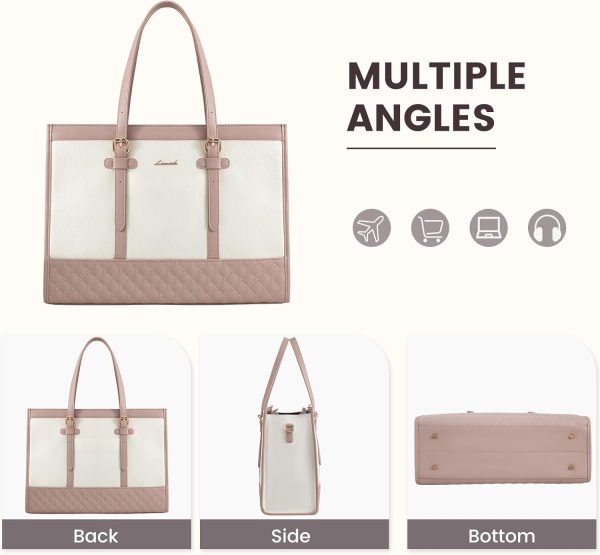 LOVEVOOK Laptop Bag for Women 15.6 inch Canvas Laptop Tote Bag, Large Capacity Work Bag with Clutch Purse, Computer Bag Office Business Briefcase, Casual Handbag for Travel College Teacher School - Image 49