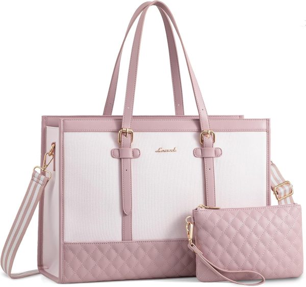LOVEVOOK Laptop Bag for Women 15.6 inch Canvas Laptop Tote Bag, Large Capacity Work Bag with Clutch Purse, Computer Bag Office Business Briefcase, Casual Handbag for Travel College Teacher School - Image 50