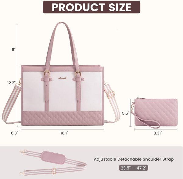 LOVEVOOK Laptop Bag for Women 15.6 inch Canvas Laptop Tote Bag, Large Capacity Work Bag with Clutch Purse, Computer Bag Office Business Briefcase, Casual Handbag for Travel College Teacher School - Image 51