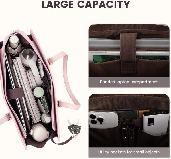 LOVEVOOK Laptop Bag for Women 15.6 inch Canvas Laptop Tote Bag, Large Capacity Work Bag with Clutch Purse, Computer Bag Office Business Briefcase, Casual Handbag for Travel College Teacher School - Image 52
