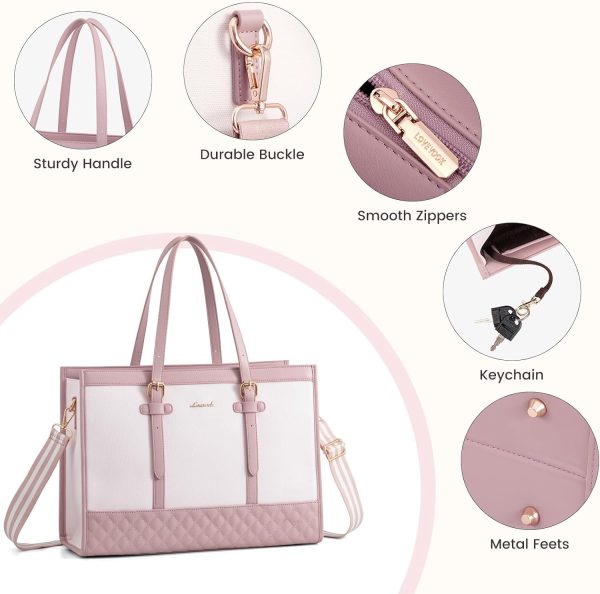 LOVEVOOK Laptop Bag for Women 15.6 inch Canvas Laptop Tote Bag, Large Capacity Work Bag with Clutch Purse, Computer Bag Office Business Briefcase, Casual Handbag for Travel College Teacher School - Image 54