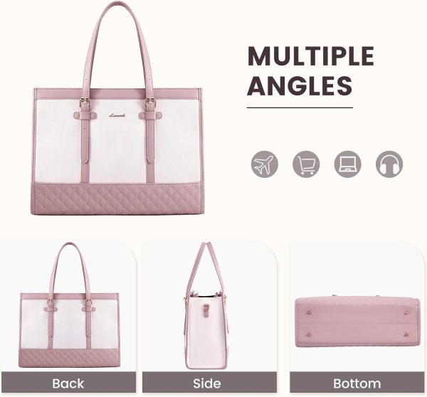 LOVEVOOK Laptop Bag for Women 15.6 inch Canvas Laptop Tote Bag, Large Capacity Work Bag with Clutch Purse, Computer Bag Office Business Briefcase, Casual Handbag for Travel College Teacher School - Image 57