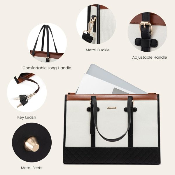 LOVEVOOK Laptop Bag for Women 15.6 inch Canvas Laptop Tote Bag, Large Capacity Work Bag with Clutch Purse, Computer Bag Office Business Briefcase, Casual Handbag for Travel College Teacher School - Image 62