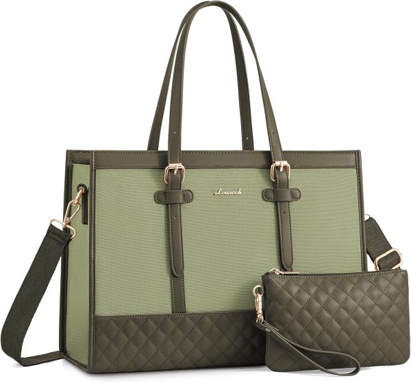 LOVEVOOK Laptop Bag for Women 15.6 inch Canvas Laptop Tote Bag, Large Capacity Work Bag with Clutch Purse, Computer Bag Office Business Briefcase, Casual Handbag for Travel College Teacher School - Image 67