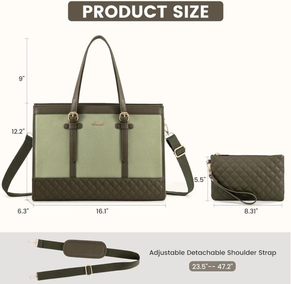 LOVEVOOK Laptop Bag for Women 15.6 inch Canvas Laptop Tote Bag, Large Capacity Work Bag with Clutch Purse, Computer Bag Office Business Briefcase, Casual Handbag for Travel College Teacher School - Image 68