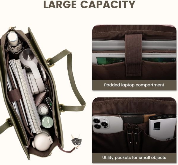 LOVEVOOK Laptop Bag for Women 15.6 inch Canvas Laptop Tote Bag, Large Capacity Work Bag with Clutch Purse, Computer Bag Office Business Briefcase, Casual Handbag for Travel College Teacher School - Image 69
