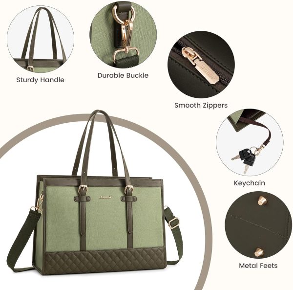 LOVEVOOK Laptop Bag for Women 15.6 inch Canvas Laptop Tote Bag, Large Capacity Work Bag with Clutch Purse, Computer Bag Office Business Briefcase, Casual Handbag for Travel College Teacher School - Image 71