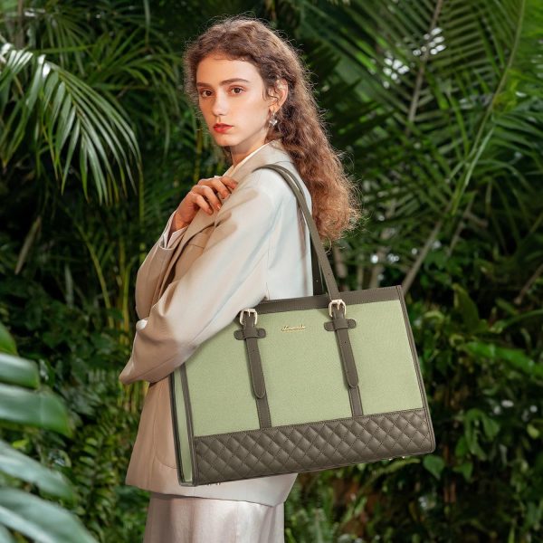LOVEVOOK Laptop Bag for Women 15.6 inch Canvas Laptop Tote Bag, Large Capacity Work Bag with Clutch Purse, Computer Bag Office Business Briefcase, Casual Handbag for Travel College Teacher School - Image 72