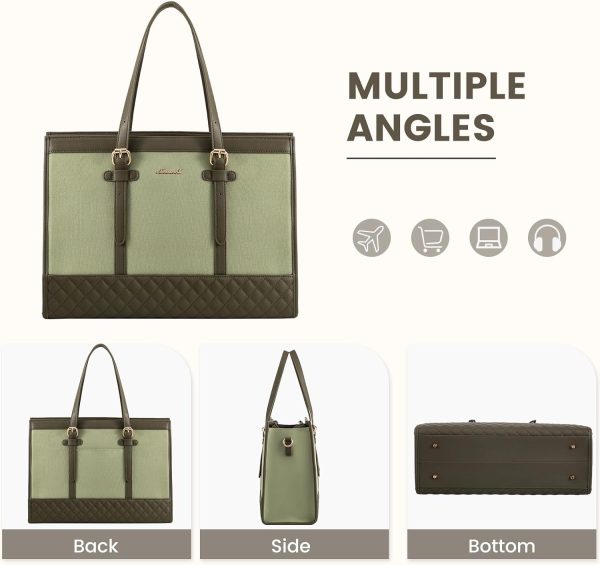 LOVEVOOK Laptop Bag for Women 15.6 inch Canvas Laptop Tote Bag, Large Capacity Work Bag with Clutch Purse, Computer Bag Office Business Briefcase, Casual Handbag for Travel College Teacher School - Image 74