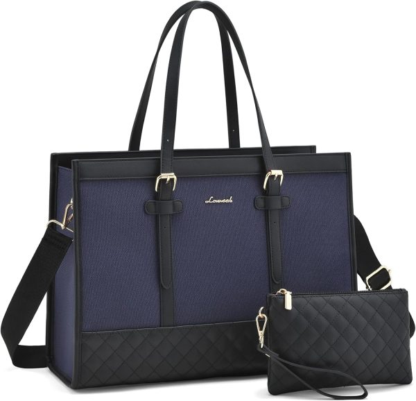 LOVEVOOK Laptop Bag for Women 15.6 inch Canvas Laptop Tote Bag, Large Capacity Work Bag with Clutch Purse, Computer Bag Office Business Briefcase, Casual Handbag for Travel College Teacher School - Image 75