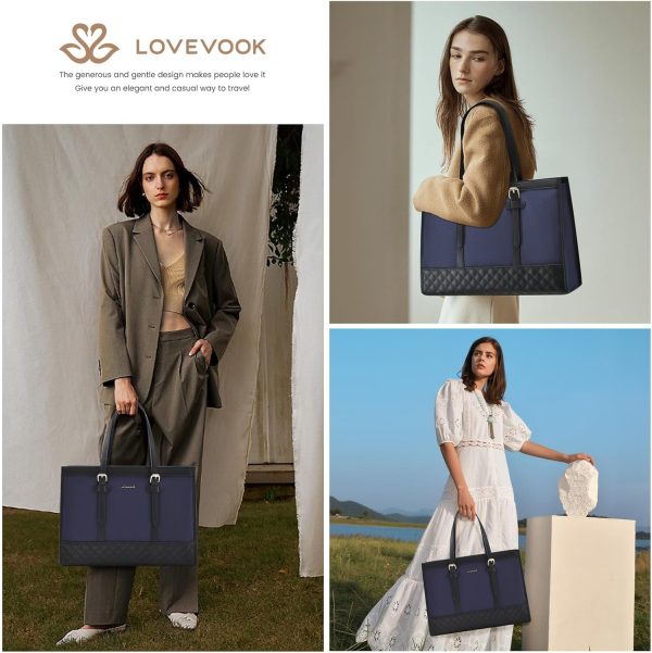 LOVEVOOK Laptop Bag for Women 15.6 inch Canvas Laptop Tote Bag, Large Capacity Work Bag with Clutch Purse, Computer Bag Office Business Briefcase, Casual Handbag for Travel College Teacher School - Image 76