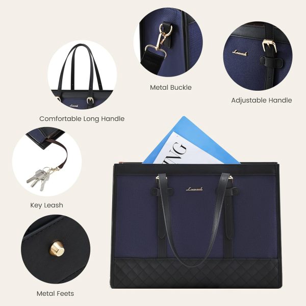 LOVEVOOK Laptop Bag for Women 15.6 inch Canvas Laptop Tote Bag, Large Capacity Work Bag with Clutch Purse, Computer Bag Office Business Briefcase, Casual Handbag for Travel College Teacher School - Image 79