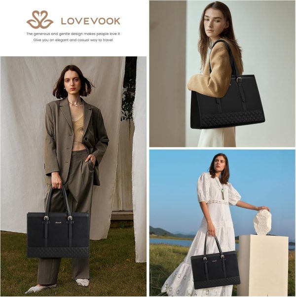 LOVEVOOK Laptop Bag for Women 15.6 inch Canvas Laptop Tote Bag, Large Capacity Work Bag with Clutch Purse, Computer Bag Office Business Briefcase, Casual Handbag for Travel College Teacher School - Image 84