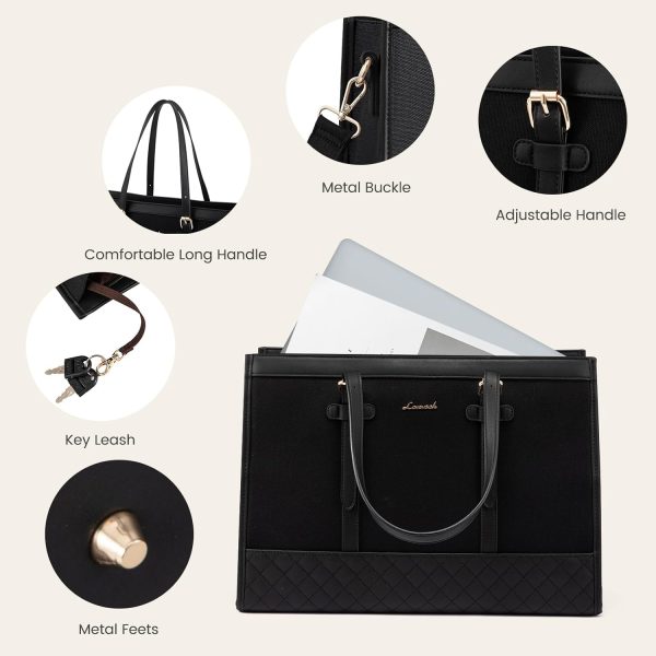 LOVEVOOK Laptop Bag for Women 15.6 inch Canvas Laptop Tote Bag, Large Capacity Work Bag with Clutch Purse, Computer Bag Office Business Briefcase, Casual Handbag for Travel College Teacher School - Image 87