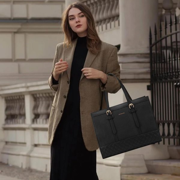 LOVEVOOK Laptop Bag for Women 15.6 inch Canvas Laptop Tote Bag, Large Capacity Work Bag with Clutch Purse, Computer Bag Office Business Briefcase, Casual Handbag for Travel College Teacher School - Image 90