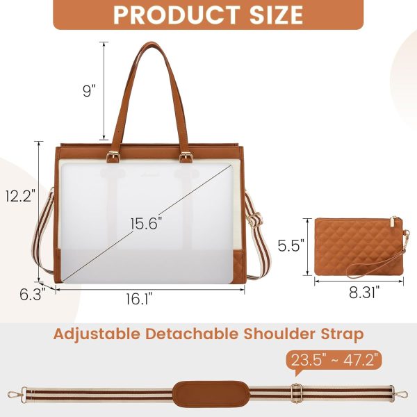 LOVEVOOK Laptop Bag for Women 15.6 inch Canvas Laptop Tote Bag, Large Capacity Work Bag with Clutch Purse, Computer Bag Office Business Briefcase, Casual Handbag for Travel College Teacher School - Image 93