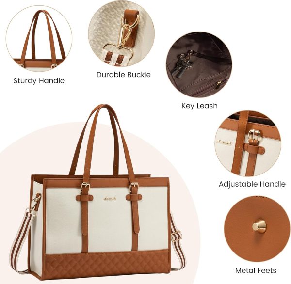 LOVEVOOK Laptop Bag for Women 15.6 inch Canvas Laptop Tote Bag, Large Capacity Work Bag with Clutch Purse, Computer Bag Office Business Briefcase, Casual Handbag for Travel College Teacher School - Image 95
