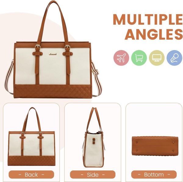 LOVEVOOK Laptop Bag for Women 15.6 inch Canvas Laptop Tote Bag, Large Capacity Work Bag with Clutch Purse, Computer Bag Office Business Briefcase, Casual Handbag for Travel College Teacher School - Image 98