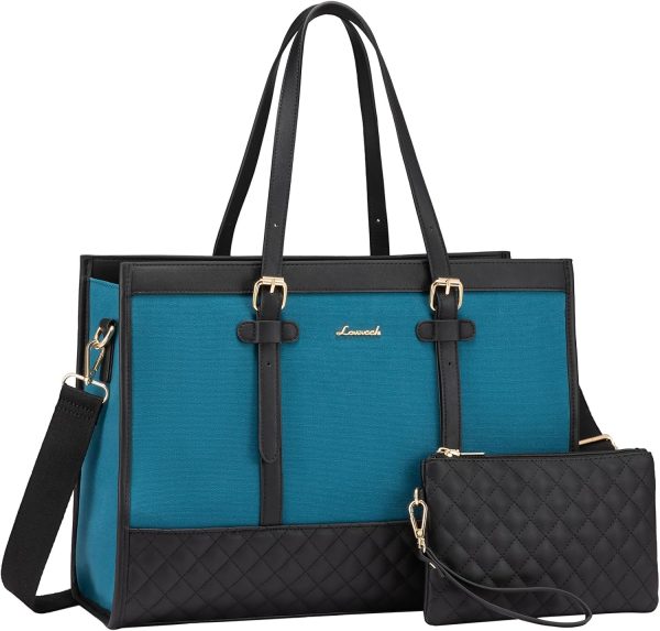 LOVEVOOK Laptop Bag for Women 15.6 inch Canvas Laptop Tote Bag, Large Capacity Work Bag with Clutch Purse, Computer Bag Office Business Briefcase, Casual Handbag for Travel College Teacher School - Image 99