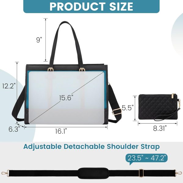 LOVEVOOK Laptop Bag for Women 15.6 inch Canvas Laptop Tote Bag, Large Capacity Work Bag with Clutch Purse, Computer Bag Office Business Briefcase, Casual Handbag for Travel College Teacher School - Image 101