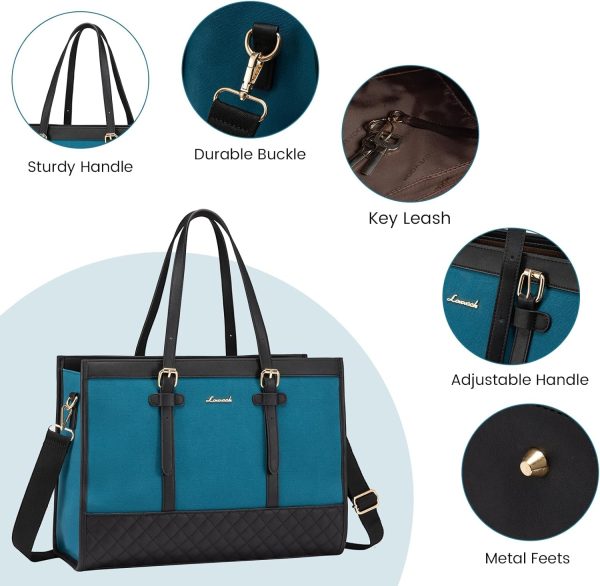 LOVEVOOK Laptop Bag for Women 15.6 inch Canvas Laptop Tote Bag, Large Capacity Work Bag with Clutch Purse, Computer Bag Office Business Briefcase, Casual Handbag for Travel College Teacher School - Image 103