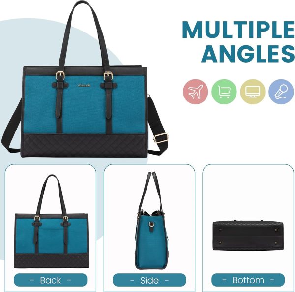 LOVEVOOK Laptop Bag for Women 15.6 inch Canvas Laptop Tote Bag, Large Capacity Work Bag with Clutch Purse, Computer Bag Office Business Briefcase, Casual Handbag for Travel College Teacher School - Image 106