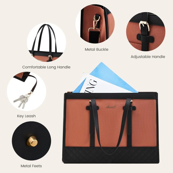 LOVEVOOK Laptop Bag for Women 15.6 inch Canvas Laptop Tote Bag, Large Capacity Work Bag with Clutch Purse, Computer Bag Office Business Briefcase, Casual Handbag for Travel College Teacher School - Image 112