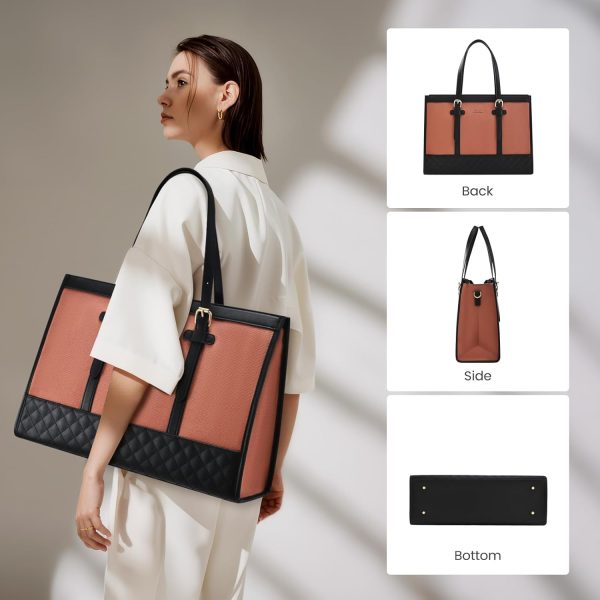 LOVEVOOK Laptop Bag for Women 15.6 inch Canvas Laptop Tote Bag, Large Capacity Work Bag with Clutch Purse, Computer Bag Office Business Briefcase, Casual Handbag for Travel College Teacher School - Image 114