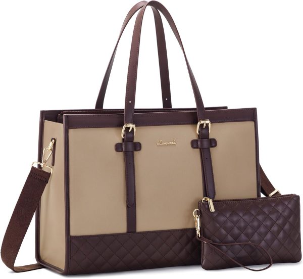 LOVEVOOK Laptop Bag for Women 15.6 inch Canvas Laptop Tote Bag, Large Capacity Work Bag with Clutch Purse, Computer Bag Office Business Briefcase, Casual Handbag for Travel College Teacher School - Image 115