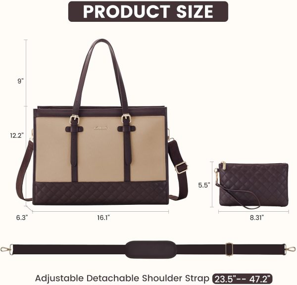LOVEVOOK Laptop Bag for Women 15.6 inch Canvas Laptop Tote Bag, Large Capacity Work Bag with Clutch Purse, Computer Bag Office Business Briefcase, Casual Handbag for Travel College Teacher School - Image 116