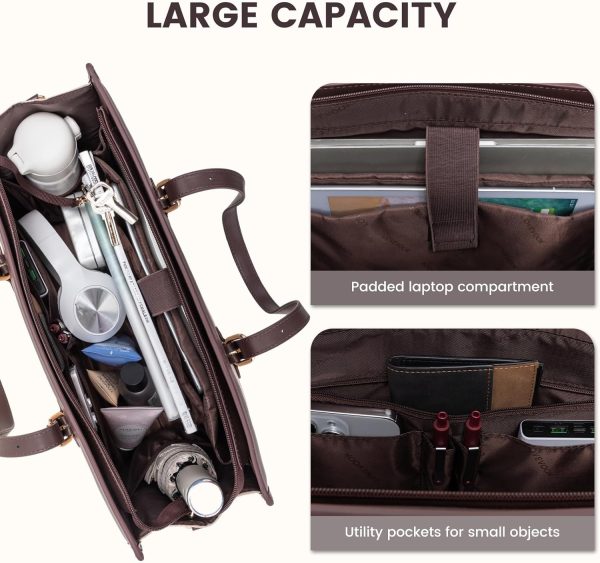 LOVEVOOK Laptop Bag for Women 15.6 inch Canvas Laptop Tote Bag, Large Capacity Work Bag with Clutch Purse, Computer Bag Office Business Briefcase, Casual Handbag for Travel College Teacher School - Image 117