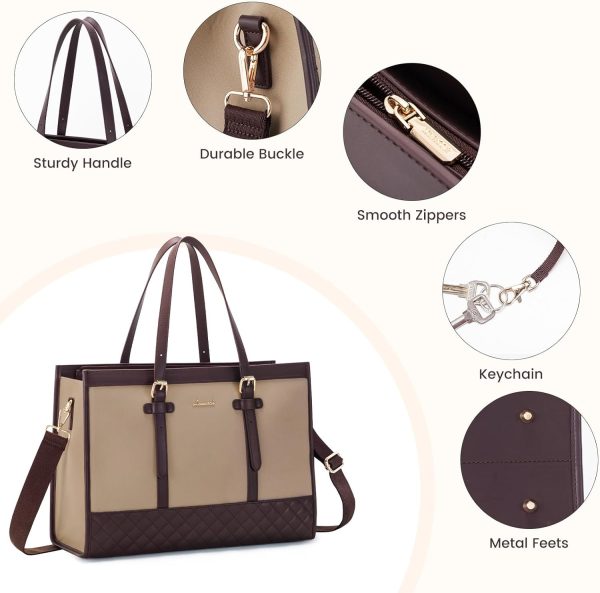LOVEVOOK Laptop Bag for Women 15.6 inch Canvas Laptop Tote Bag, Large Capacity Work Bag with Clutch Purse, Computer Bag Office Business Briefcase, Casual Handbag for Travel College Teacher School - Image 119