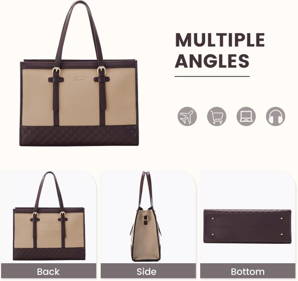 LOVEVOOK Laptop Bag for Women 15.6 inch Canvas Laptop Tote Bag, Large Capacity Work Bag with Clutch Purse, Computer Bag Office Business Briefcase, Casual Handbag for Travel College Teacher School - Image 122