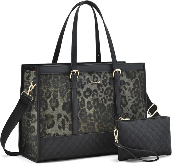 LOVEVOOK Laptop Bag for Women 15.6 inch Canvas Laptop Tote Bag, Large Capacity Work Bag with Clutch Purse, Computer Bag Office Business Briefcase, Casual Handbag for Travel College Teacher School - Image 123