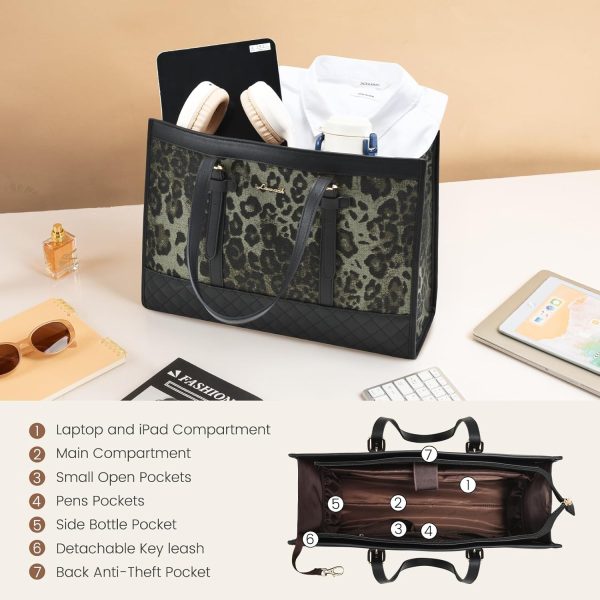 LOVEVOOK Laptop Bag for Women 15.6 inch Canvas Laptop Tote Bag, Large Capacity Work Bag with Clutch Purse, Computer Bag Office Business Briefcase, Casual Handbag for Travel College Teacher School - Image 126