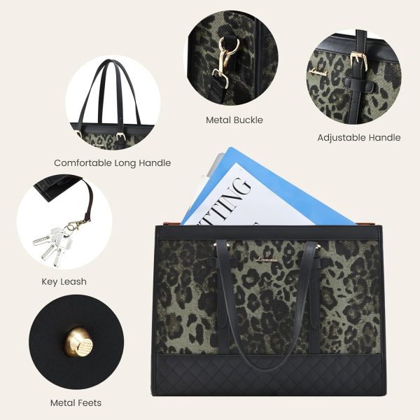 LOVEVOOK Laptop Bag for Women 15.6 inch Canvas Laptop Tote Bag, Large Capacity Work Bag with Clutch Purse, Computer Bag Office Business Briefcase, Casual Handbag for Travel College Teacher School - Image 127