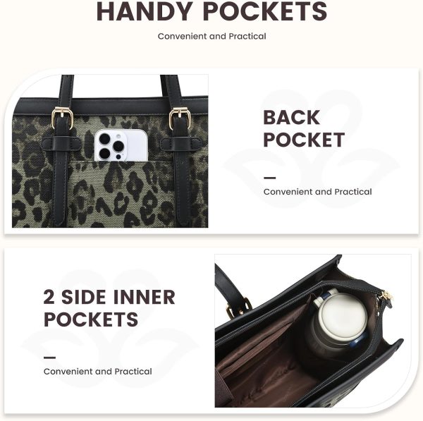 LOVEVOOK Laptop Bag for Women 15.6 inch Canvas Laptop Tote Bag, Large Capacity Work Bag with Clutch Purse, Computer Bag Office Business Briefcase, Casual Handbag for Travel College Teacher School - Image 128