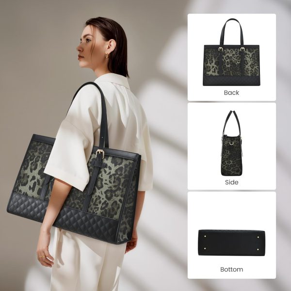 LOVEVOOK Laptop Bag for Women 15.6 inch Canvas Laptop Tote Bag, Large Capacity Work Bag with Clutch Purse, Computer Bag Office Business Briefcase, Casual Handbag for Travel College Teacher School - Image 129