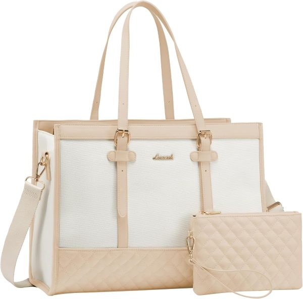 LOVEVOOK Laptop Bag for Women 15.6 inch Canvas Laptop Tote Bag, Large Capacity Work Bag with Clutch Purse, Computer Bag Office Business Briefcase, Casual Handbag for Travel College Teacher School - Image 130