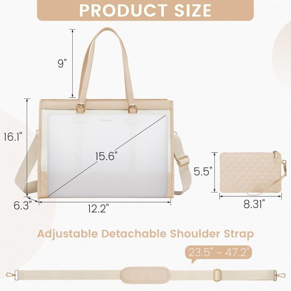 LOVEVOOK Laptop Bag for Women 15.6 inch Canvas Laptop Tote Bag, Large Capacity Work Bag with Clutch Purse, Computer Bag Office Business Briefcase, Casual Handbag for Travel College Teacher School - Image 132