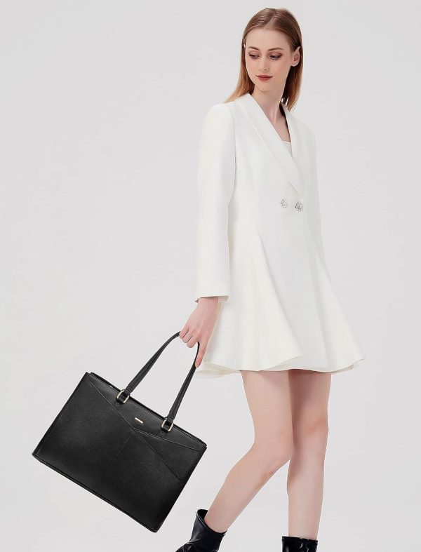 LOVEVOOK Laptop Tote Bag for Women 15.6 Inch Waterproof Leather Computer Bags Business Office Work Briefcase Black - Image 5