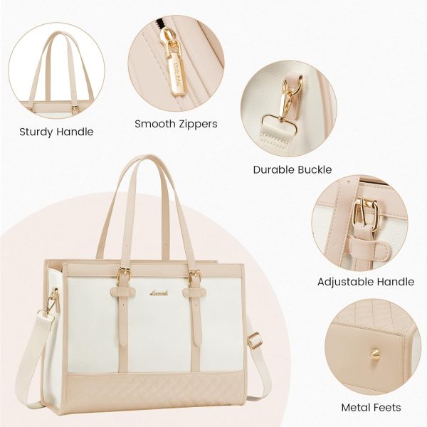 LOVEVOOK Laptop Bag for Women 15.6 inch Canvas Laptop Tote Bag, Large Capacity Work Bag with Clutch Purse, Computer Bag Office Business Briefcase, Casual Handbag for Travel College Teacher School - Image 134