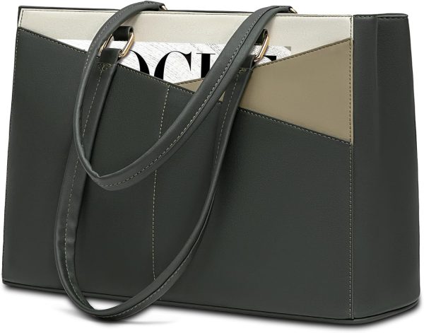 LOVEVOOK Laptop Tote Bag for Women 15.6 Inch Waterproof Leather Computer Bags Business Office Work Briefcase Black - Image 10
