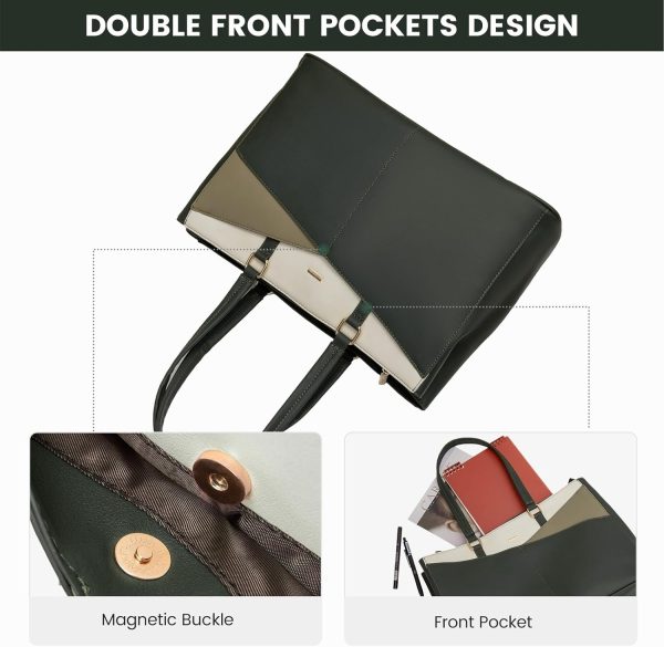 LOVEVOOK Laptop Tote Bag for Women 15.6 Inch Waterproof Leather Computer Bags Business Office Work Briefcase Black - Image 11