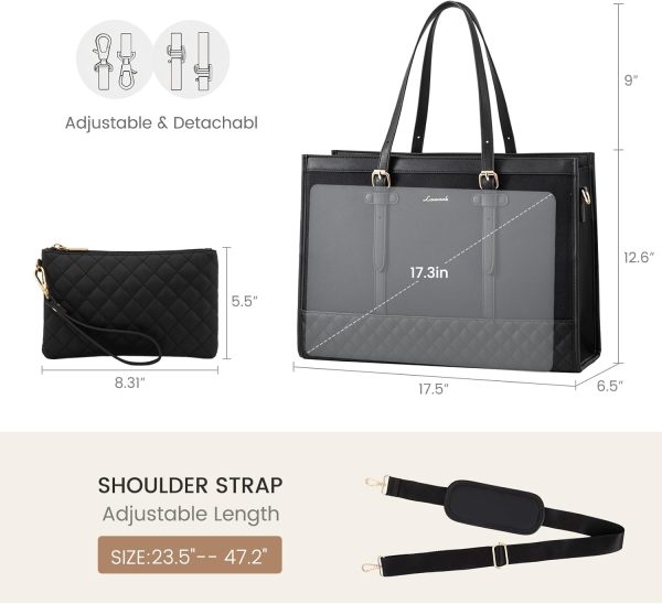 LOVEVOOK Laptop Bag for Women 15.6 inch Canvas Laptop Tote Bag, Large Capacity Work Bag with Clutch Purse, Computer Bag Office Business Briefcase, Casual Handbag for Travel College Teacher School - Image 139