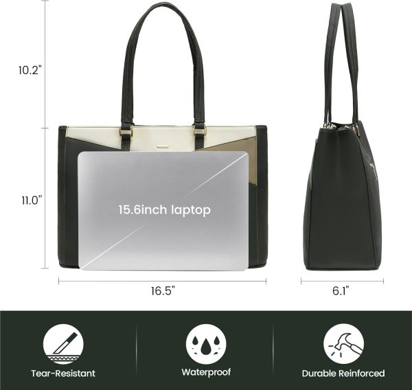 LOVEVOOK Laptop Tote Bag for Women 15.6 Inch Waterproof Leather Computer Bags Business Office Work Briefcase Black - Image 14