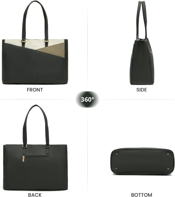 LOVEVOOK Laptop Tote Bag for Women 15.6 Inch Waterproof Leather Computer Bags Business Office Work Briefcase Black - Image 16